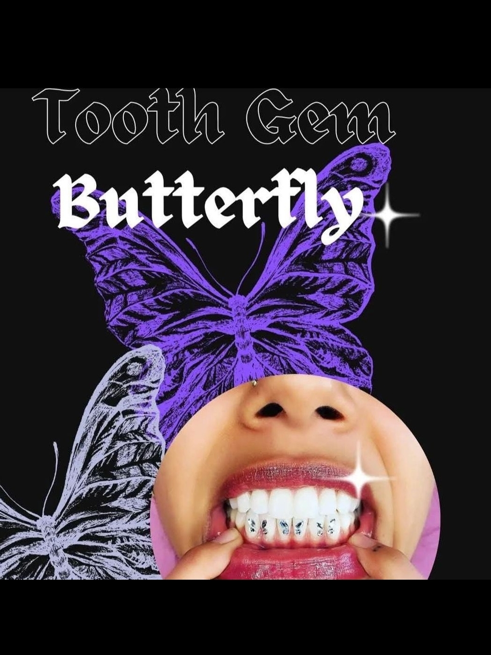 Butterfly Tooth Gem Grillz - Purple Accent